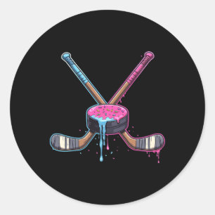 Hockey Ice Cream Drip Boys Youth Kids Men Women Dr Classic Round Sticker