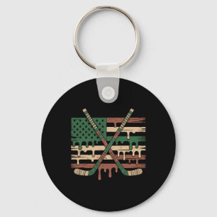 Hockey Ice Cream Drip Camo Usa Flag _1 Key Ring