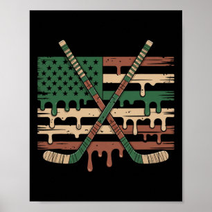 Hockey Ice Cream Drip Camo Usa Flag _1 Poster