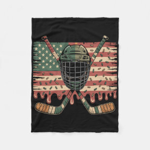 Hockey Ice Cream Drip Camo Usa Flag  Fleece Blanket