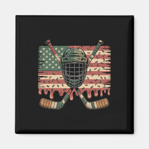 Hockey Ice Cream Drip Camo Usa Flag Magnet