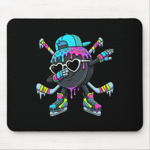 Hockey Ice Cream Drip Dabbing Puck Stakes Sprinkle Mouse Pad
