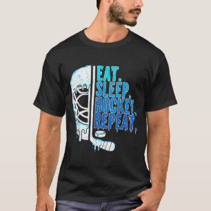 Hockey Ice Cream Drip Eat Sleep Hockey Repeat Boys T-Shirt
