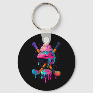 Hockey Ice Cream Drip For Boys Men Women Kids Grap Key Ring