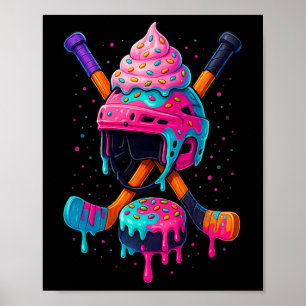 Hockey Ice Cream Drip For Boys Men Women Kids Grap Poster
