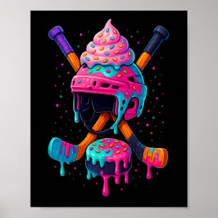 Hockey Ice Cream Drip For Boys Men Women Kids Grap Poster