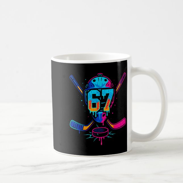 Hockey Ice Cream Drip Number 67 Player 67th Birthd Coffee Mug (Right)