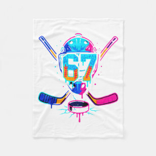 Hockey Ice Cream Drip Number 67 Player 67th Birthd Fleece Blanket