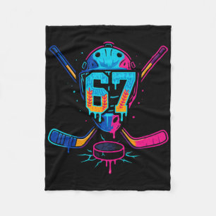 Hockey Ice Cream Drip Number 67 Player 67th Birthd Fleece Blanket