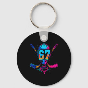 Hockey Ice Cream Drip Number 67 Player 67th Birthd Key Ring