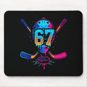 Hockey Ice Cream Drip Number 67 Player 67th Birthd Mouse Pad