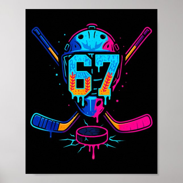 Hockey Ice Cream Drip Number 67 Player 67th Birthd Poster (Front)