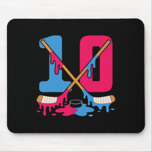Hockey Ice Drip Birthday 10th Number 10 Double Dig Mouse Pad