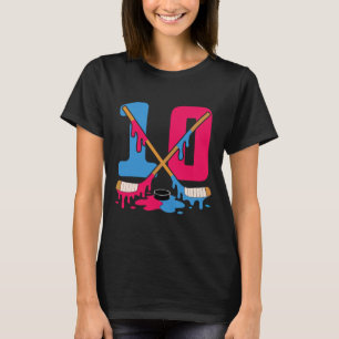 Hockey Ice Drip Birthday 10th Number 10 Double Dig T-Shirt