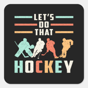 Hockey Ice Hockey Stick Retro Team Puck Gift Idea Square Sticker