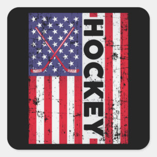 Hockey Ice Hockey Stick Team Sports Puck Gift Idea Square Sticker