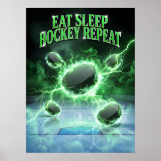 Hockey Ice Neon Repeat Poster