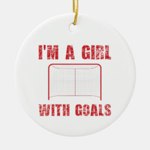 Hockey I'm a Girl With Goals Ceramic Ornament