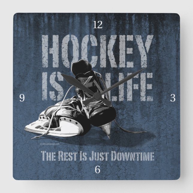 Hockey Is Life Square Wall Clock (Front)