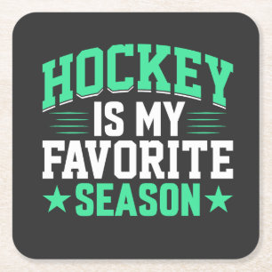 Hockey is My Favourite Season Square Paper Coaster