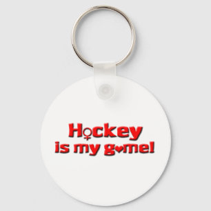Hockey is my game-female red key ring