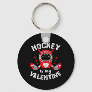 Hockey Is My Valentine Goalie Ice Hockey Valentine Key Ring
