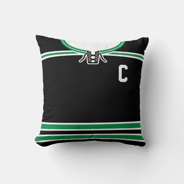 Hockey Jersey Name & Number Template Pillow Green (Front)