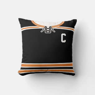 Hockey Jersey Name & Number Template Pillow Orange