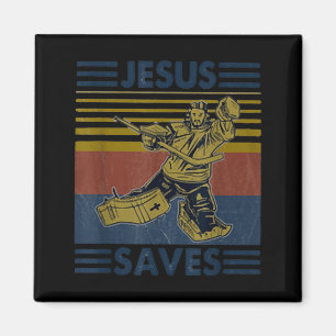 Hockey Jesus Saves Funny Hockey The Penalty Box Magnet