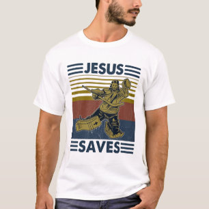 Hockey Jesus Saves Funny Hockey The Penalty Box T-Shirt
