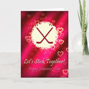 Hockey Let's Stick Together Valentine's Day Card