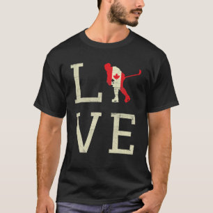 Hockey Love Canada Day Maple Proud Canadian Flag C T-Shirt