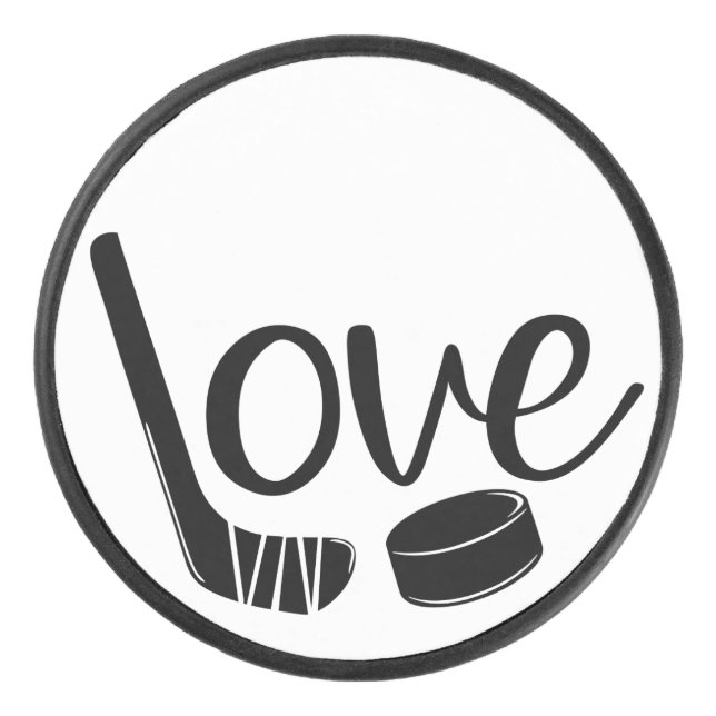 Hockey Love Custom Puck (Front)