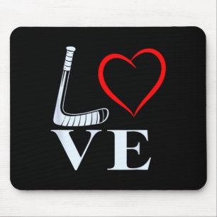 Hockey Love Heart Graphic For Ice Hockey Fans Mouse Pad