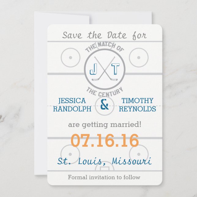 Hockey Love Save the Date Invitation (Front)