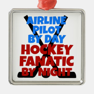 Hockey Lover Airline Pilot Metal Ornament