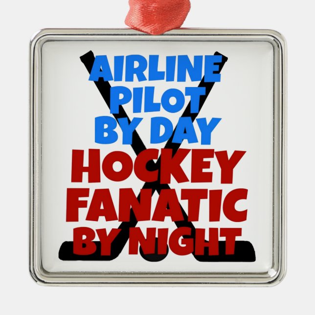 Hockey Lover Airline Pilot Metal Ornament (Front)