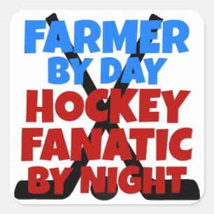 Hockey Lover Farmer Square Sticker