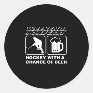 Hockey Lover   Hockey With A Chance Of Beer Classic Round Sticker