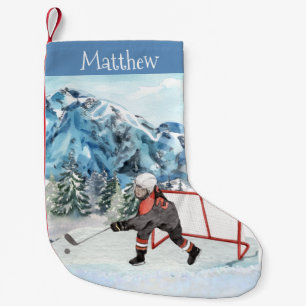 Hockey Lover Snow Personalised Ice  Small Christmas Stocking