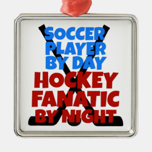 Hockey Lover Soccer Player Metal Ornament