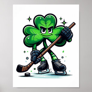 Hockey Lovers Players St Patricks Day Shamrock Men Poster