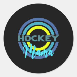 Hockey Mama With Modern Hockey Circles Classic Round Sticker