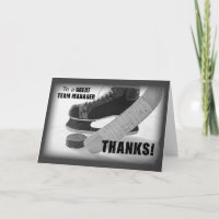 Hockey Manager Thanks, Skates, Stick and Puck