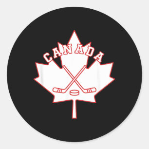 Hockey Maple Kids Canadian Puck Ice Hockey Classic Round Sticker