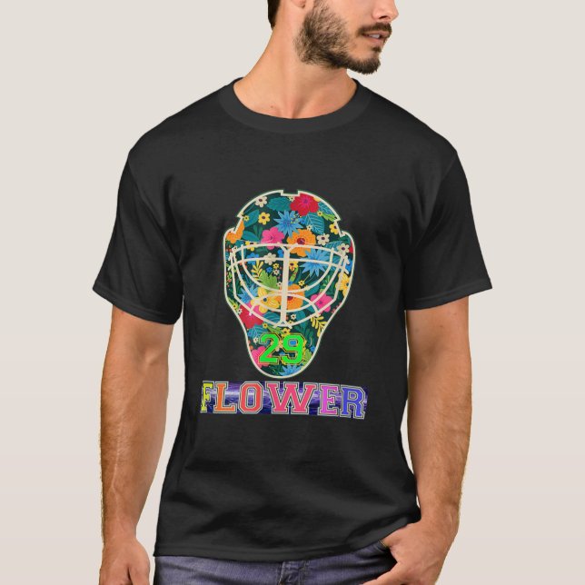 Hockey Mask Flower 29 Wild Goalie Fleury Minnesota T-Shirt (Front)