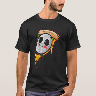 Hockey Mask Halloween Horror and Pizza T-Shirt