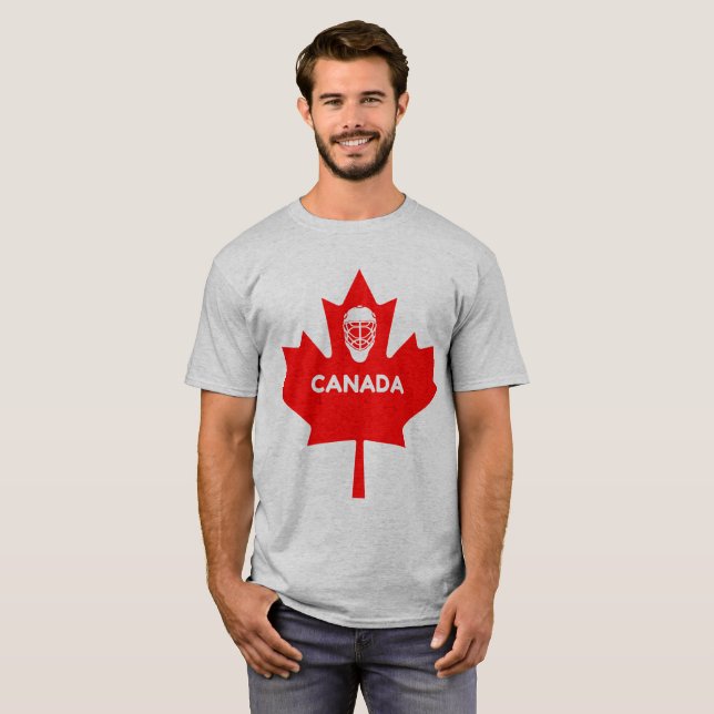 Hockey Mask On Canada Maple Leaf T-Shirt (Front Full)