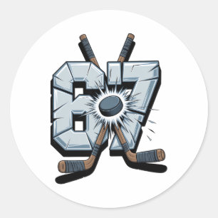 Hockey Meme Six Seven 6 7 67 Hockey Meme Classic Round Sticker