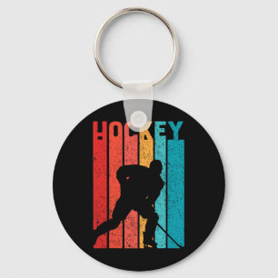 Hockey  Men's Children's Retro  Ice Hockey Player  Key Ring
